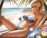 Samus at the beach (Yupachu) [Metroid]