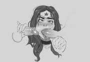 Wonder woman brushing her teeth