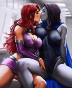 Lustful Starfire and Raven (Dandonfuga)