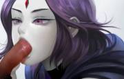 Raven sucking cock