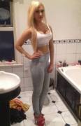 Blonde in a bathroom