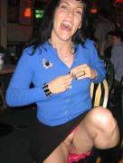 Upskirt at a bar - No Panties