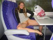 Flashing Her Hairy Muff On The Train