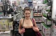 Flashing her tits at Bed Bath &amp; Beyond (1 MIC)