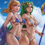 Samus &amp; Palutena in bikinis (Kittew)