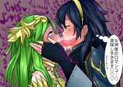 Lucina x Palutena deep kiss