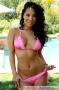 Asa Akira in a pink bikini