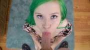 Green Haired Cutie Sucks Dick