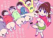 Totoko giving each Osomatsu brother a creampie