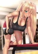 Hibiki's training hard to get fit 