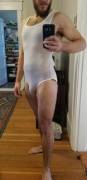 Plugged, strapped, and ready for my playdate! Do y'all like see through singlets?
