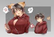 Boy Possessed by Kitsune Fox becomes an Onee-san [M Human -&gt; F Fox Girl; MTF/TGTF, Age Progression/AP][Ara-arafication] by ホニさん/HONI-SAN (lowproteinhighf)