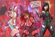 Who Invited Janis? [F Humans -&gt; F Anthro Bunny Girl &amp; Succubus/Demon Girl] [Halloween] by BeingObscene