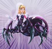 Spidered Gwen (F Human -&gt; F Arachne/Spider Girl Post-TF) by erohd