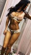 Trying on lingerie 