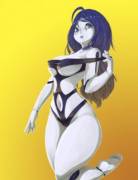 Robot in swimsuit (fruitbloodmilkshake)