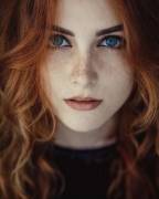 Red hair and blue eyes