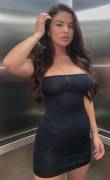 Skin tight dress on a bimbo