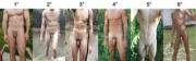 The nude outdoor cock lineup.. from smallest to largest.