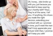 Chastity Fantasy: Caption 94. Justin is such a Jerk.
