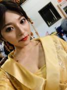 Ai Uehara is shooting for a commercial for a mobile game in Taiwan