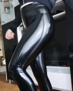 Miss Metnal in shiny pants 