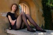 Angie in black pantyhose