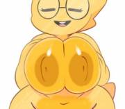 Alphys against glass (Somescrub)