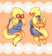 Alphys in a virgin killer sweater (tori)