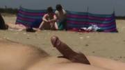 Guy caught cumming on himself at the beach