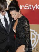 Eva Longoria Golden Globe red carpet nip slip