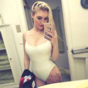 Anna Faith in her white one piece.