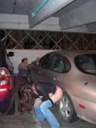 girls peeing in a parkade