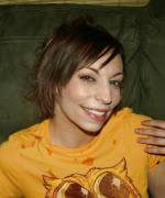 On her owl t-shirt