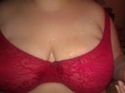 Cum on wife's bra