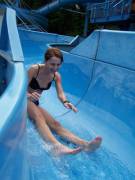 She's loving the waterslide