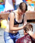 Playing in the fountain