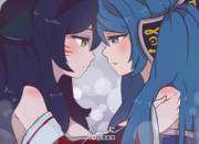 Ahri and Sona Kissing [Lynashi]