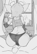 Tristana gives a buttjob while waving to the new neighbors