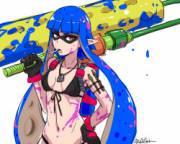 A grown-up splatoon fighter, by Akairiot.