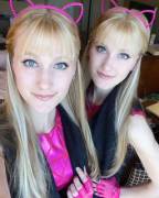 Blonde catgirl twins