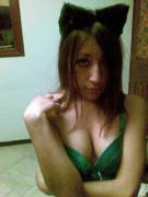 cat ears and bra