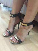 White toes in black heels