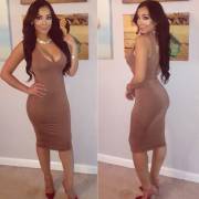 Gisselle Bravo - Brown midi bodycon dress