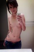 Skinny girl with tats (Sasha Pain)