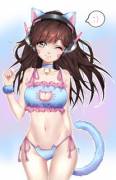 D.va in keyhole kitty lingerie [D.va, Overwatch