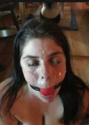 Ballgagged and sprayed amateur