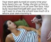 Your school bully would do anything to humiliate you. Even if that means cumming on your mom's face to show the school.