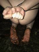 Sub that's outdoors with muddy feet