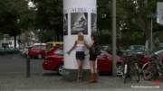 Tied up in public, clothes slowly pulled off